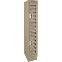 Casiers Clean Line, 2 niveaux, 12" x 15" x 76", Acier, Beige, Rivet (assembl&eacute;), Perfor&eacute; Solutions industrielles ALPHA