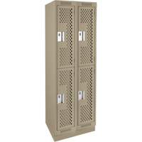 Clean Line Lockers, 2 -tier, Bank of 2, 24" x 15" x 76", Steel, Beige, Rivet (Assembled), Perforated Solutions industrielles ALPHA