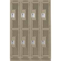 Casiers Clean Line, 2 niveaux, Bloc de 4, 48" x 15" x 76", Acier, Beige, Rivet (assembl&eacute;), Perfor&eacute; Solutions industrielles ALPHA