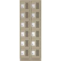 Assembled Lockerettes Clean Line Perforated Economy Lockers, 6 -tier, Bank of 2, 18" x 72" x 12", Steel Solutions industrielles ALPHA