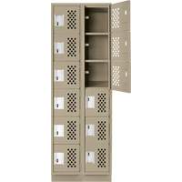Assembled Lockerettes Clean Line Perforated Economy Lockers, 6 -tier, Bank of 2, 18" x 72" x 12", Steel Solutions industrielles ALPHA