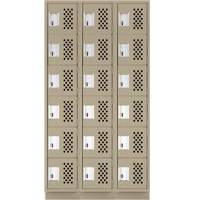 Assembled Lockerettes Clean Line Perforated Economy Lockers, 6 -tier, Bank of 3, 18" x 72" x 12", Steel Solutions industrielles ALPHA