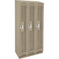Casiers Clean Line, Bloc de 3, 36" x 18" x 82", Acier, Beige, Rivet (assembl&eacute;), Perfor&eacute; Solutions industrielles ALPHA