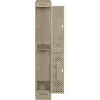 Casiers Clean Line, 2 niveaux, 12" x 15" x 82", Acier, Beige, Rivet (assembl&eacute;), Perfor&eacute; Solutions industrielles ALPHA