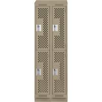 Casiers Clean Line, 2 niveaux, Bloc de 2, 24" x 15" x 82", Acier, Beige, Rivet (assembl&eacute;), Perfor&eacute; Solutions industrielles ALPHA