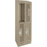 Casiers Clean Line, 2 niveaux, Bloc de 2, 24" x 15" x 82", Acier, Beige, Rivet (assembl&eacute;), Perfor&eacute; Solutions industrielles ALPHA