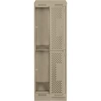 Casiers Clean Line, 2 niveaux, Bloc de 2, 24" x 15" x 82", Acier, Beige, Rivet (assembl&eacute;), Perfor&eacute; Solutions industrielles ALPHA