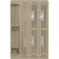 Clean Line Lockers, 2 -tier, Bank of 4, 48" x 15" x 82", Steel, Beige, Rivet (Assembled), Perforated Solutions industrielles ALPHA