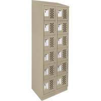 Clean-Line Perforated Lockerette, 6 -tier, Bank of 2, 15" x 72" x 12", Steel Solutions industrielles ALPHA