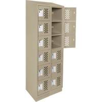 Clean-Line Perforated Lockerette, 6 -tier, Bank of 2, 15" x 72" x 12", Steel Solutions industrielles ALPHA
