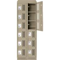 Clean-Line Perforated Lockerette, 6 -tier, Bank of 2, 15" x 72" x 12", Steel Solutions industrielles ALPHA