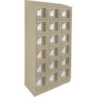 Clean-Line Perforated Lockerette, 6 -tier, Bank of 3, 15" x 72" x 12", Steel Solutions industrielles ALPHA