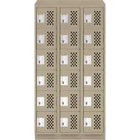 Clean-Line Perforated Lockerette, 6 -tier, Bank of 3, 15" x 72" x 12", Steel Solutions industrielles ALPHA