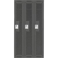 Clean Line Lockers, Bank of 3, 36" x 15" x 72", Steel, Charcoal, Rivet (Assembled), Perforated Solutions industrielles ALPHA