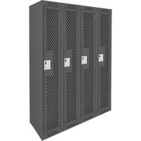 Clean Line Lockers, Bank of 4, 48" x 15" x 72", Steel, Charcoal, Rivet (Assembled), Perforated Solutions industrielles ALPHA