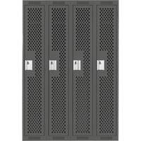 Clean Line Lockers, Bank of 4, 48" x 15" x 72", Steel, Charcoal, Rivet (Assembled), Perforated Solutions industrielles ALPHA