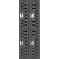 Casiers Clean Line, 2 niveaux, Bloc de 2, 24" x 15" x 72", Acier, Charbon, Rivet (assembl&eacute;), Perfor&eacute; Solutions industrielles ALPHA