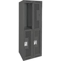Casiers Clean Line, 2 niveaux, Bloc de 2, 24" x 15" x 72", Acier, Charbon, Rivet (assembl&eacute;), Perfor&eacute; Solutions industrielles ALPHA