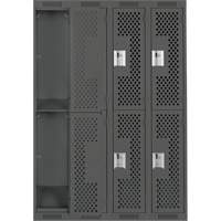 Clean Line Lockers, 2 -tier, Bank of 4, 48" x 15" x 72", Steel, Charcoal, Rivet (Assembled), Perforated Solutions industrielles ALPHA