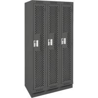 Clean Line Lockers, Bank of 3, 36" x 12" x 76", Steel, Charcoal, Rivet (Assembled), Perforated Solutions industrielles ALPHA