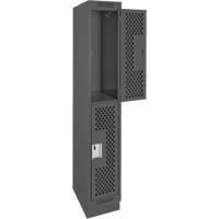 Casiers Clean Line, 2 niveaux, 12" x 15" x 76", Acier, Charbon, Rivet (assembl&eacute;), Perfor&eacute; Solutions industrielles ALPHA