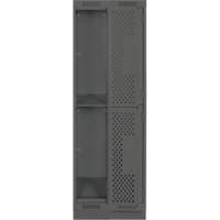 Clean Line Lockers, 2 -tier, Bank of 2, 24" x 15" x 76", Steel, Charcoal, Rivet (Assembled), Perforated Solutions industrielles ALPHA