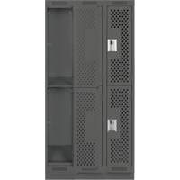 Clean Line Lockers, 2 -tier, Bank of 3, 36" x 15" x 76", Steel, Charcoal, Rivet (Assembled), Perforated Solutions industrielles ALPHA