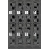 Casiers Clean Line, 2 niveaux, Bloc de 4, 48" x 15" x 76", Acier, Charbon, Rivet (assembl&eacute;), Perfor&eacute; Solutions industrielles ALPHA
