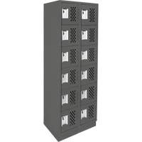 Assembled Lockerettes Clean Line Perforated Economy Lockers, 6 -tier, Bank of 2, 18" x 72" x 12", Steel Solutions industrielles ALPHA