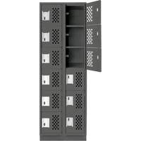 Assembled Lockerettes Clean Line Perforated Economy Lockers, 6 -tier, Bank of 2, 18" x 72" x 12", Steel Solutions industrielles ALPHA