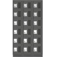 Assembled Lockerettes Clean Line Perforated Economy Lockers, 6 -tier, Bank of 3, 18" x 72" x 12", Steel Solutions industrielles ALPHA