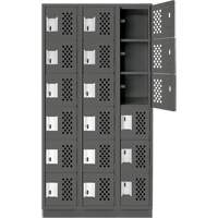 Assembled Lockerettes Clean Line Perforated Economy Lockers, 6 -tier, Bank of 3, 18" x 72" x 12", Steel Solutions industrielles ALPHA