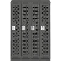 Clean Line Lockers, Bank of 4, 48" x 18" x 82", Steel, Charcoal, Rivet (Assembled), Perforated Solutions industrielles ALPHA