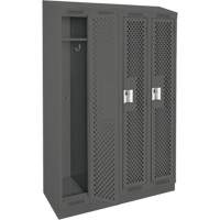 Clean Line Lockers, Bank of 4, 48" x 18" x 82", Steel, Charcoal, Rivet (Assembled), Perforated Solutions industrielles ALPHA