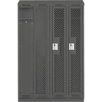 Clean Line Lockers, Bank of 4, 48" x 18" x 82", Steel, Charcoal, Rivet (Assembled), Perforated Solutions industrielles ALPHA