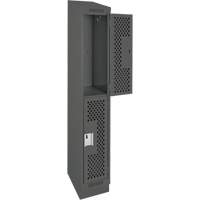 Casiers Clean Line, 2 niveaux, 12" x 15" x 82", Acier, Charbon, Rivet (assembl&eacute;), Perfor&eacute; Solutions industrielles ALPHA
