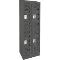 Casiers Clean Line, 2 niveaux, Bloc de 2, 24" x 15" x 82", Acier, Charbon, Rivet (assembl&eacute;), Perfor&eacute; Solutions industrielles ALPHA