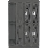 Clean Line Lockers, 2 -tier, Bank of 4, 48" x 15" x 82", Steel, Charcoal, Rivet (Assembled), Perforated Solutions industrielles ALPHA