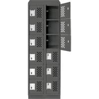 Petit casier perfor&eacute; Clean-Line, 6 niveaux, Bloc de 2, 15" x 72" x 12", Acier Solutions industrielles ALPHA