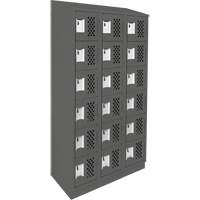 Clean-Line Perforated Lockerette, 6 -tier, Bank of 3, 15" x 72" x 12", Steel Solutions industrielles ALPHA