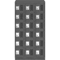 Clean-Line Perforated Lockerette, 6 -tier, Bank of 3, 15" x 72" x 12", Steel Solutions industrielles ALPHA