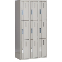 Concorde Heavy-Duty Lockers, 3 -tier, Bank of 3, 36" x 18" x 72", Steel, Grey, Welded (Assembled) Solutions industrielles ALPHA