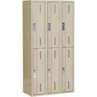 Concorde Heavy-Duty Lockers, 2 -tier, Bank of 3, 36" x 18" x 72", Steel, Beige, Welded (Assembled) Solutions industrielles ALPHA