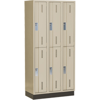 Concorde Heavy-Duty Lockers, 2 -tier, Bank of 3, 36" x 18" x 76", Steel, Beige, Welded (Assembled) Solutions industrielles ALPHA