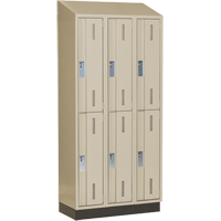 Concorde Heavy-Duty Lockers, 2 -tier, Bank of 3, 36" x 18" x 82", Steel, Beige, Welded (Assembled) Solutions industrielles ALPHA