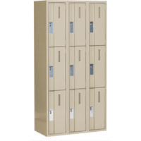 Concorde Heavy-Duty Lockers, 3 -tier, Bank of 3, 36" x 18" x 72", Steel, Beige, Welded (Assembled) Solutions industrielles ALPHA
