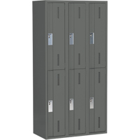 Concorde Heavy-Duty Lockers, 2 -tier, Bank of 3, 36" x 18" x 72", Steel, Charcoal, Welded (Assembled) Solutions industrielles ALPHA