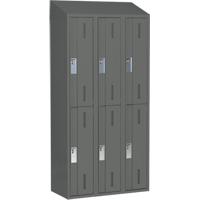 Concorde Heavy-Duty Lockers, 2 -tier, Bank of 3, 36" x 18" x 78", Steel, Charcoal, Welded (Assembled) Solutions industrielles ALPHA