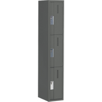 Concorde Heavy-Duty Lockers, 3 -tier, 12" x 18" x 72", Steel, Charcoal, Welded (Assembled) Solutions industrielles ALPHA