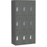Concorde Heavy-Duty Lockers, 3 -tier, Bank of 3, 36" x 18" x 72", Steel, Charcoal, Welded (Assembled) Solutions industrielles ALPHA